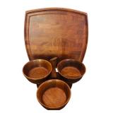 Vintage Solid Walnut Condiment Bowls, Teak Bowls, 7 Glass Bowls and More