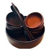 Beautiful Vintage Brazilian Wood Salad Set