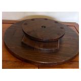 Vintage Ethan Allen Dark Wood Solid Lazy Susan