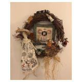 Pretty Stick Wreath Adorned with Angels and Hotpad