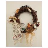 Pretty Stick Wreath Adorned with Angels and Hotpad
