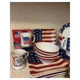 Amazing Variety of America Red, White and Blue Plates, Bowls and Cups