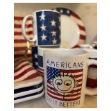 Amazing Variety of America Red, White and Blue Plates, Bowls and Cups