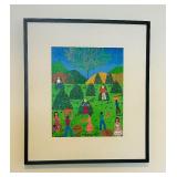 Beautiful Bright Painting of Workers in the Fields, Appears to be original