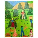 Beautiful Bright Painting of Workers in the Fields, Appears to be original