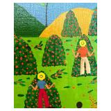 Beautiful Bright Painting of Workers in the Fields, Appears to be original