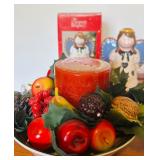 Sweet Holiday Decor Including Ceramic Tealight Holder, Petite Wreath, Hand Carved Wood Peace Sign and More!