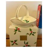 Sweet Holiday Decor Including Ceramic Tealight Holder, Petite Wreath, Hand Carved Wood Peace Sign and More!