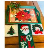 Sweet Holiday Decor Including Ceramic Tealight Holder, Petite Wreath, Hand Carved Wood Peace Sign and More!