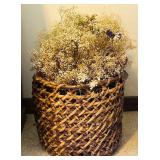 Large Rattan Basket with Faux Foliage