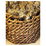 Large Rattan Basket with Faux Foliage