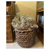 Large Rattan Basket with Faux Foliage