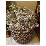Large Rattan Basket with Faux Foliage