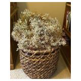 Large Rattan Basket with Faux Foliage