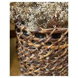 Large Rattan Basket with Faux Foliage