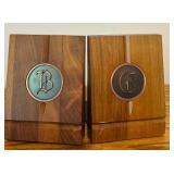 Vintage Park Sherman Bookends Brass Monogrammed MCM Mid Century Modern