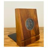 Vintage Park Sherman Bookends Brass Monogrammed MCM Mid Century Modern