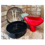 Collection of Pottery Including Ruby Red Vase, Kashan Turquoise Glazed pottery Bowl and More!