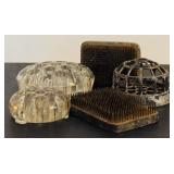 Grouping of Glass and Metal Floral Frogs