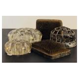 Grouping of Glass and Metal Floral Frogs