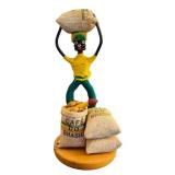 Brazilian Decor including Book, Hand Carved Brazilian Nut Pot Rattle, Peruvian Gourd and Cuban Folk-art Figurine Depicting a Coffee Worker