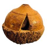 Brazilian Decor including Book, Hand Carved Brazilian Nut Pot Rattle, Peruvian Gourd and Cuban Folk-art Figurine Depicting a Coffee Worker