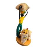 Brazilian Decor including Book, Hand Carved Brazilian Nut Pot Rattle, Peruvian Gourd and Cuban Folk-art Figurine Depicting a Coffee Worker