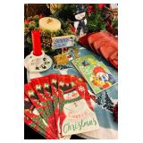 Fun Christmas Decor including Greenery, Baskets, Plate, Candle Lantern and More