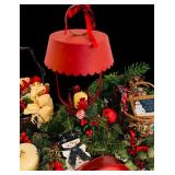 Fun Christmas Decor including Greenery, Baskets, Plate, Candle Lantern and More