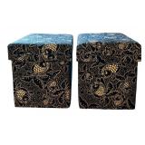 Vintage Navy Blue and White Asian Tea Boxes