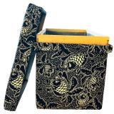 Vintage Navy Blue and White Asian Tea Boxes