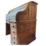 Vintage Oak Roll Top Desk by Oak Crest Manufacturing with Brass Hardware