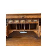 Vintage Oak Roll Top Desk by Oak Crest Manufacturing with Brass Hardware