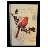 Beautiful Vintage "Book" Box with Cardinal and Porcelain by Phyd Angel