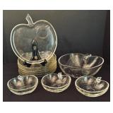 Vintage Apple Motif Glass Plates and Bowls