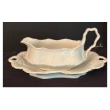 Vintage White Covered Serving Dish, Gravy Boat and Butter Dish by Racine and Pope-Gosser