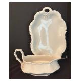 Vintage White Covered Serving Dish, Gravy Boat and Butter Dish by Racine and Pope-Gosser
