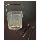 Vintage Hoya Mikasa Frostfire Ice Bucket with Tongs