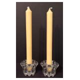 Vintage Reims of France Crystal Bubble Panel Candle Holders