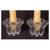 Vintage Reims of France Crystal Bubble Panel Candle Holders
