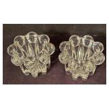 Vintage Reims of France Crystal Bubble Panel Candle Holders