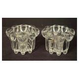 Vintage Reims of France Crystal Bubble Panel Candle Holders