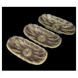 Three Anchor Hocking Relish Dishes / Banana Split Dishes