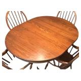 Vintage Wooden Table with Four Charming Chairs