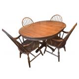 Vintage Wooden Table with Four Charming Chairs
