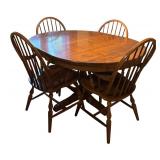Vintage Wooden Table with Four Charming Chairs