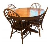 Vintage Wooden Table with Four Charming Chairs