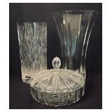 Vintage Crystal and Clear Glass Vases and Covered Candy Dish