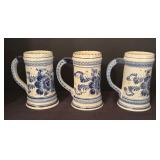 Three Vintage Delft Heineken Steins
