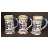 Three Vintage Delft Heineken Steins